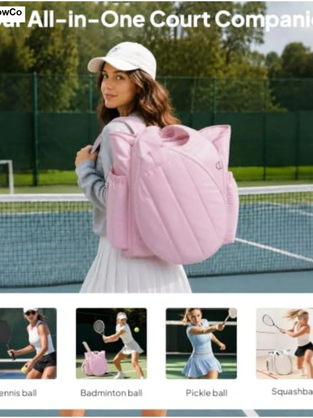Quilted Tennis Racket Backpack for Women, Pickleball Badminton Gear Bag, Tote &